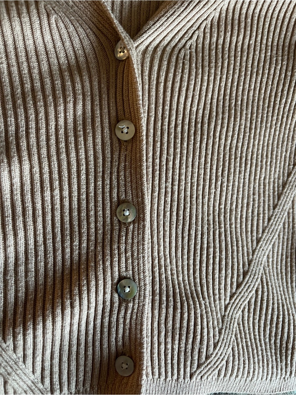 Dynamite Ribbed V-Neck Button Cardigan - Picture 4 of 5